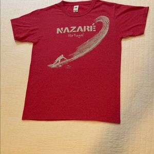 Fruit of the Loom Deep Pink/Red Nazaré Surf Tee, Size Small (NWT) 🏄